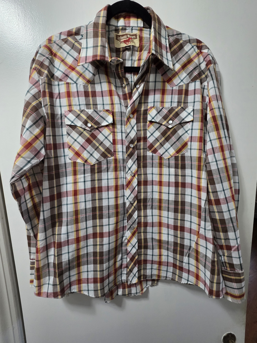 Western Plaid Shirt - Brown/Red/Yellow